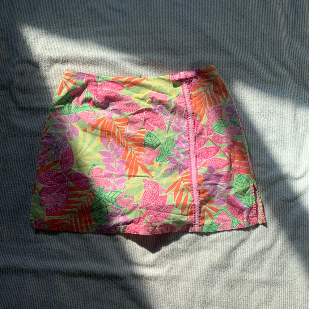 Lilly Pulitzer pink tree frog and leaf skort size 6